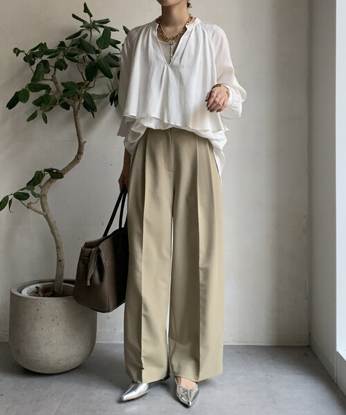 「DouDou」 7分袖シャツ FREE ネイビー レディース_画像5