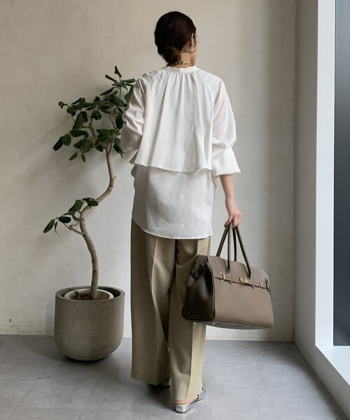 「DouDou」 7分袖シャツ FREE ネイビー レディース_画像6