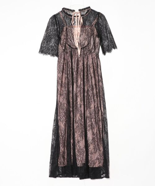「PourVous」 半袖ワンピース M ブラック レディース_画像2