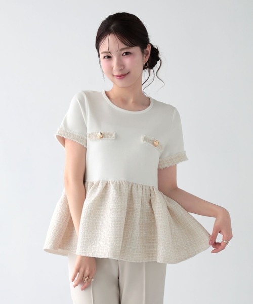 Fit more（フィットモア） ツイードペプラムトップス レディース