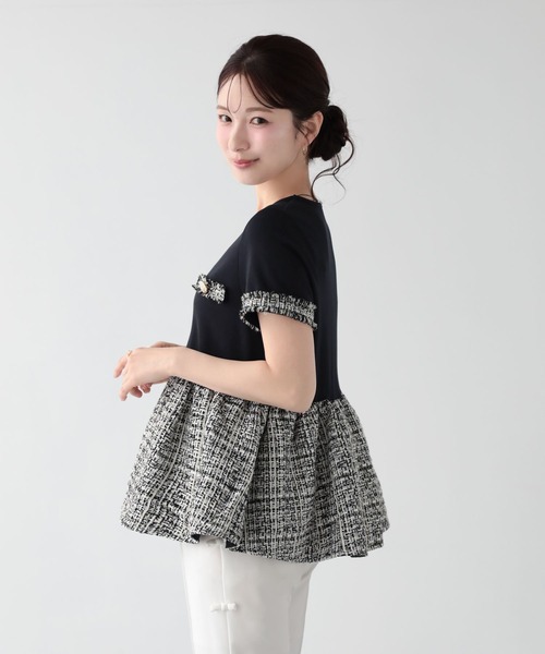 Fit more（フィットモア） ツイードペプラムトップス レディース