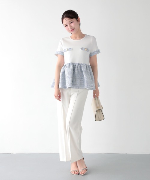 Fit more（フィットモア） ツイードペプラムトップス レディース