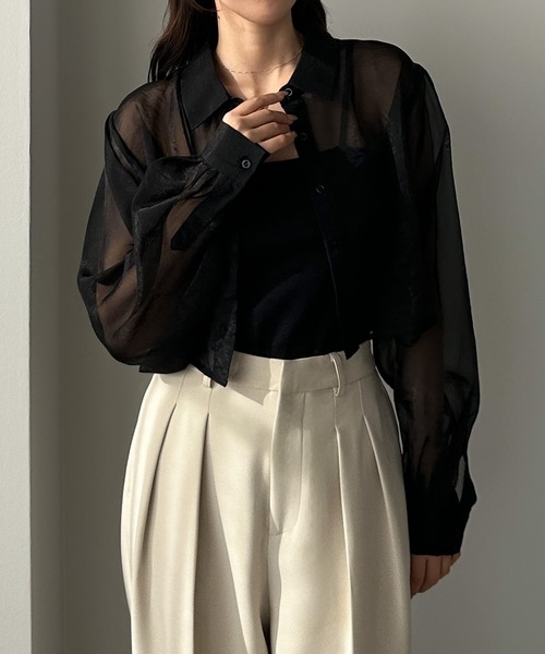 「Louere」 長袖シャツ LARGE ブラック レディース_画像9