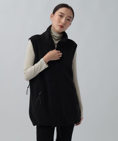 新品　タグなし　レプシム　LEPSIM ゆきは企画　ベスト ジレ ブラック LEPSIM（レプシィム） ベスト ジレ 機能付きフリースベストチュニック
