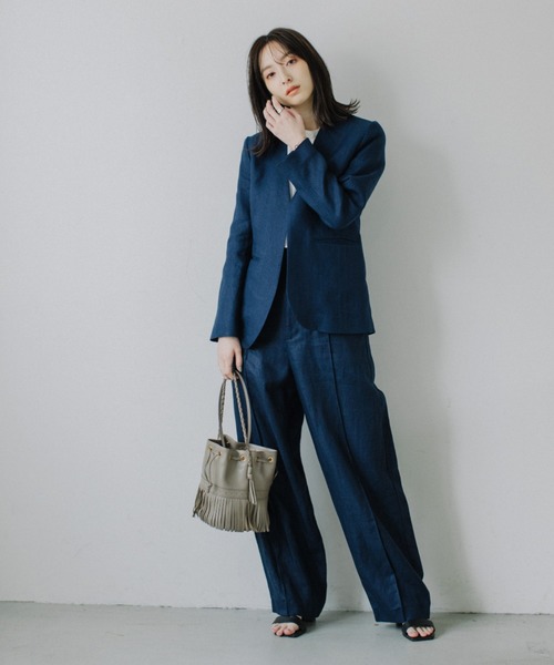 【美品】Liyoca ヨーロピアンリネンノースリーブジャケット Liyoca（リヨカ）の「【Liyoca】ヨーロピアンリネンノースリーブ