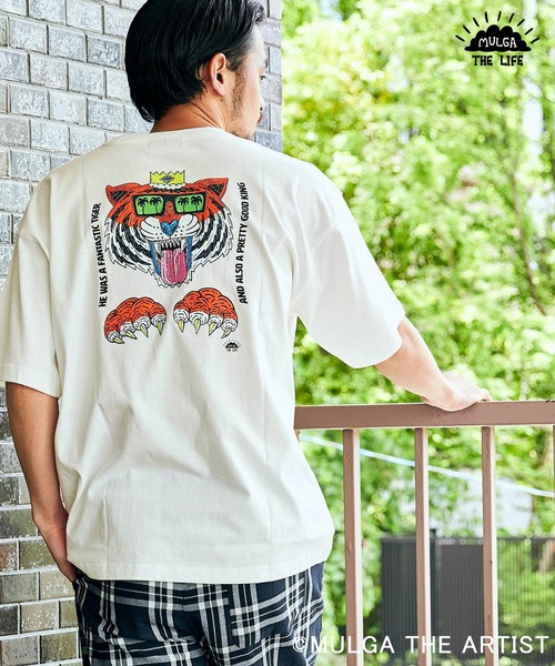 MULGA ライオンデザイン Tシャツ ホワイト L Tシャツ（ライオン）