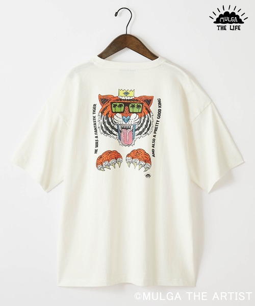 MULGA ライオンデザイン Tシャツ ホワイト L Tシャツ（ライオン）