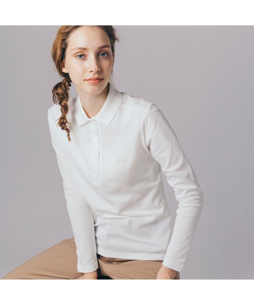 新品未使用　タグ付　Lacoste ホワイト 長袖ポロシャツ S 白　ポロ　ラコ LACOSTE（ラコステ） ポロシャツ ポロ ストレッチポロシャツ（長袖