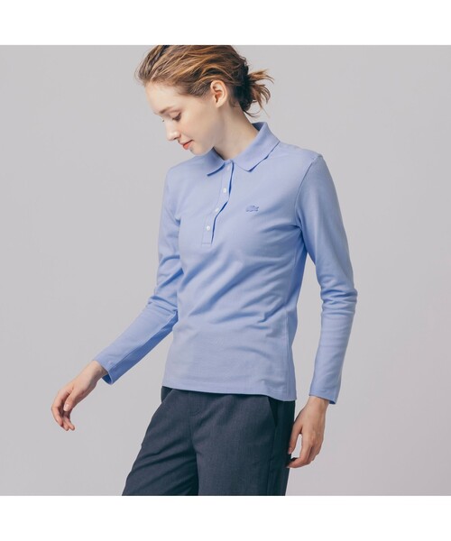 ✨LACOSTE 爽やかな水色 レディースポロシャツ size40/8 ✨最安値 LACOSTE（ラコステ） ポロシャツ ポロ コットン100% ピケ ポロシャツ