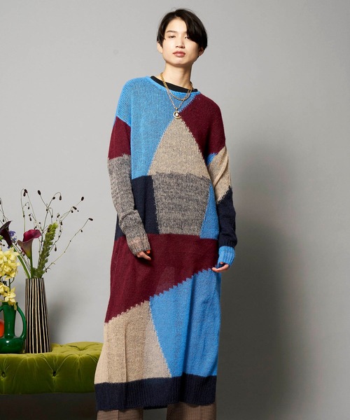 MAISON SPECIAL（メゾンスペシャル） ワンピース ブロッキングモヘア