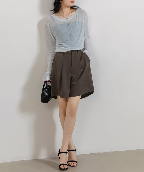 Bshop 麻フレアハーフパンツ Bshop 麻フレアハーフパンツ レディース
