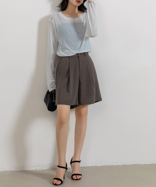 Bshop 麻フレアハーフパンツ Bshop 麻フレアハーフパンツ レディース