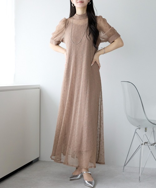 PREFERIR ネイビー レース ドレス　タグ付き PREFERIR ドレス バックリボン レース 結婚式 パーティードレス