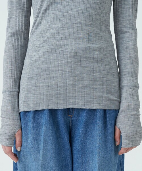 MACPHEE（マカフィー） tシャツ ウールリブ タートルネックプル