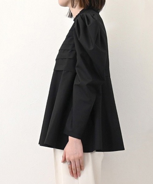 STYLEBLOCK ブラウス シャツ Eブロードペプラムタックフレア