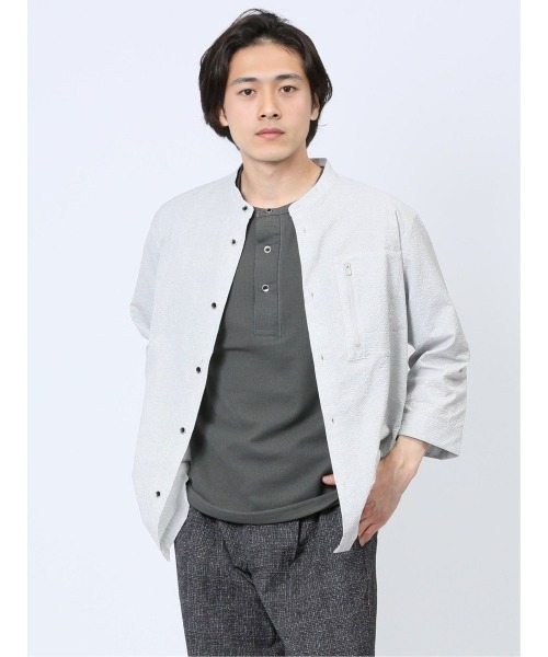 renoma HOMME シャツ 「軽量 サッカー」レノマ オム ヘリンボン