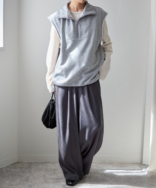 TRIANGLE PALETTE ベスト ジレ ハーフジップフレンチスリーブベスト