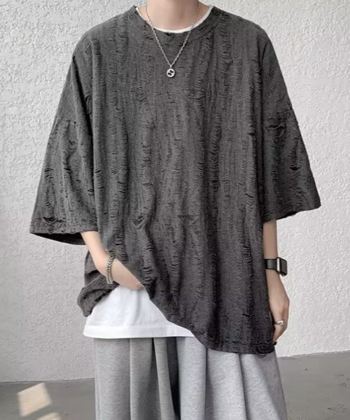B.R.U tシャツ ダメージシアートップス メンズ レディース