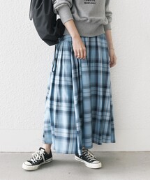 SHIPS any スカート any:「洗濯機可能」ペール チェック ギャザー