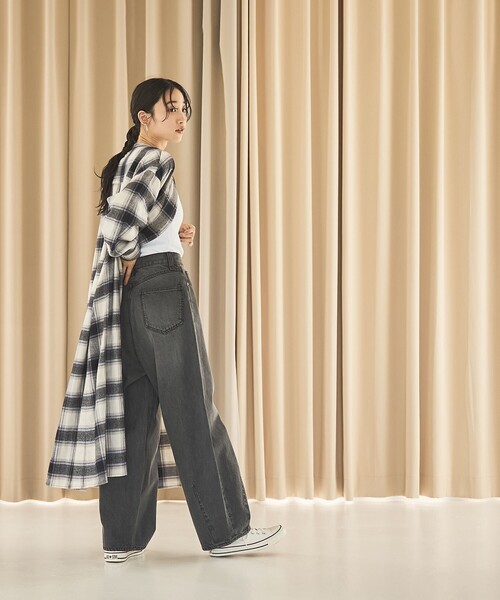 coen（コーエン） ワンピース オンブレチェックフレアシャツワンピース