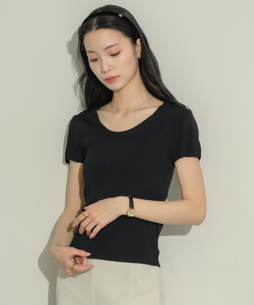 MOLTEMANI グレー クルーネックニットTシャツ 新品未使用　値下げ NEUNA tシャツ サマーニットクルーネックT レディース