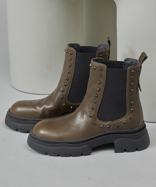 carino ブーツ サイドゴアビジューショートブーツ レディース