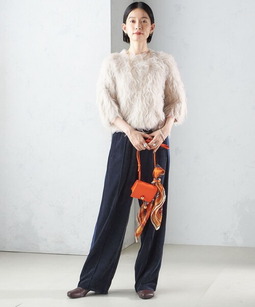美品　SHIPS　ストレートパンツ　サフィランリネン　ウエストゴム洗濯可　涼しい SHIPS:〈手洗い可能/セットアップ対応〉サフィラン リネン ソロ