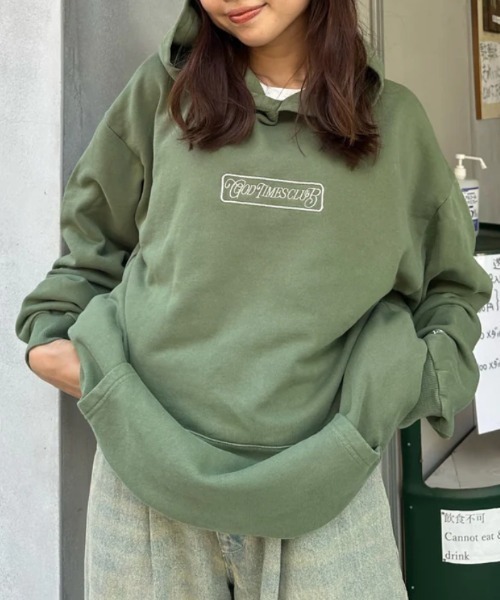 HTH パーカー USA cotton good times club hoodie レディース