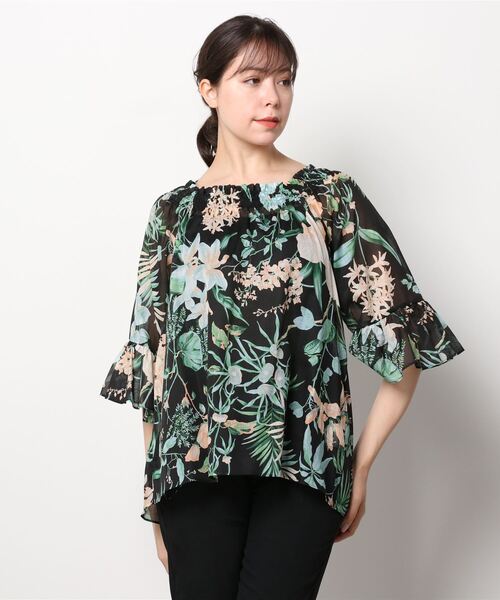「GRACE CONTINENTAL」 7分袖ブラウス 36 ブラック レディース GRACE CONTINENTAL 「GRACE CONTINENTAL」 7分袖ブラウス 36