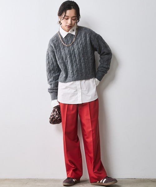 CHIC STYLE スラックス パンツ カラーストレートパンツ 「大きい