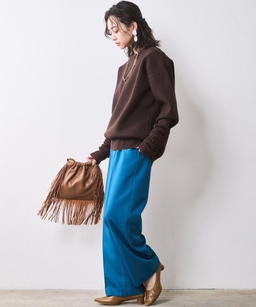 CHIC STYLE スラックス パンツ カラーストレートパンツ 「大きい