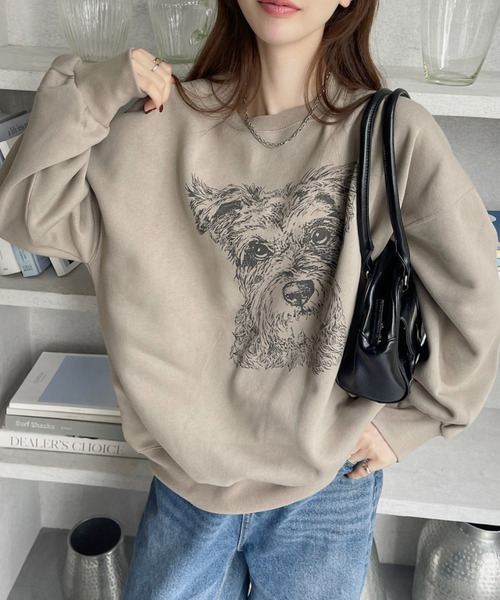 Ada. トレーナー スウェット シュナウザー プリント オーバーサイズ