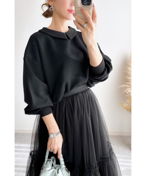 リボン スウェット トレーナー プルオーバー りぼん クチュールブローチ L 黒 Couture Brooch - リボン スウェット トレーナー プルオーバー りぼん