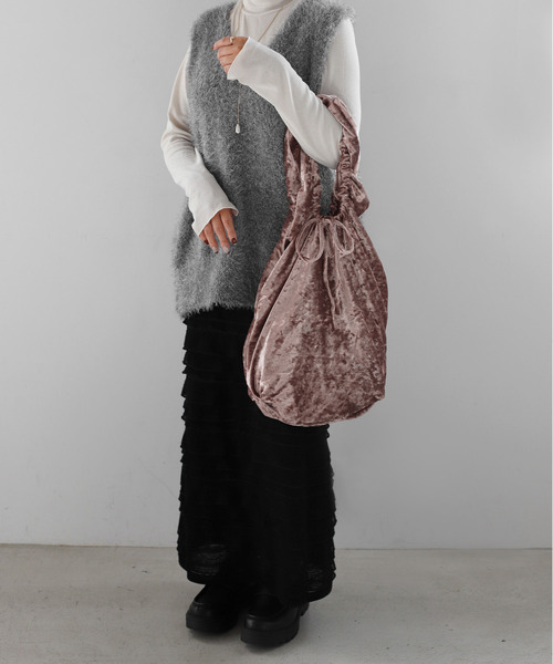 ANEMONE（アネモネ） ハンドバッグ ギャザーハンドルクラッシュベロア