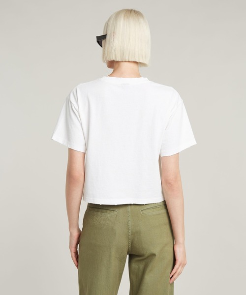 G-STAR RAW tシャツ CROPPED LOGO RELAXED TOP/クロップド