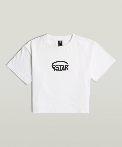 ❤️美品！未使用品！G-Star Raw シンプル ホワイト Tシャツ　カットソー G-STAR RAW tシャツ CROPPED LOGO RELAXED TOP/クロップド