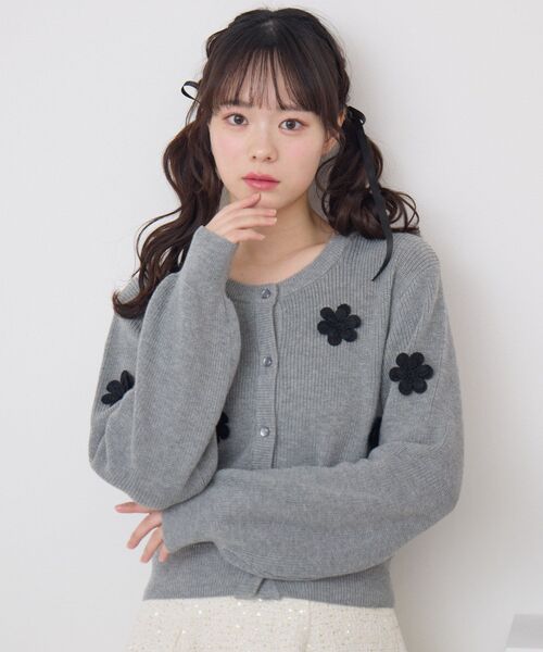 Emsexcite カーディガン お花モチーフNTカーデ レディース