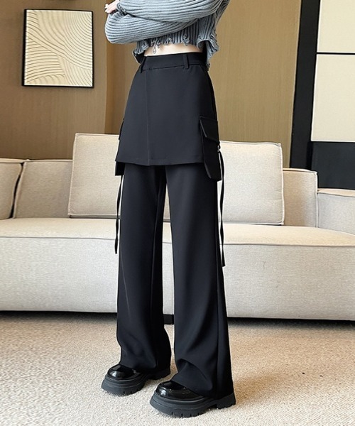 H.TOKYO パンツ レイヤード ラップスカートパンツ レディース