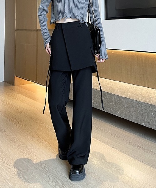 ETRE TOKYO ラップスカートストレートパンツ 　パンツ＋スカートセット ETRETOKYO エトレトウキョウ ラップスカートストレートパンツ S ETRE