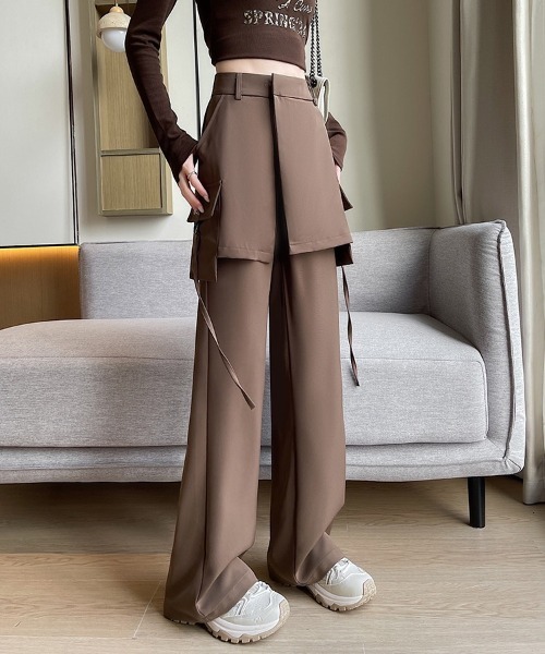 H.TOKYO パンツ レイヤード ラップスカートパンツ レディース