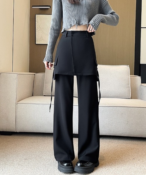 H.TOKYO パンツ レイヤード ラップスカートパンツ レディース