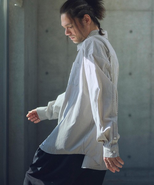 ブラウス シャツ ADAMPATEK/striped anarchy shirt/ストライプアナーキーシャツ(AP2515008) レディース メンズ