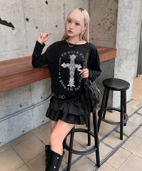 lilful スカート 「インパン付き」フリルティアードミニスカート