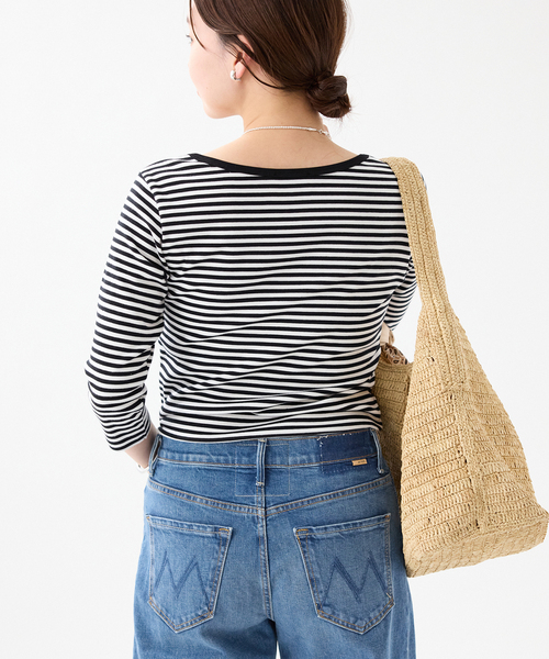 IENA tシャツ ATON/エイトン 別注 SUVIN FRAISE ボートネック