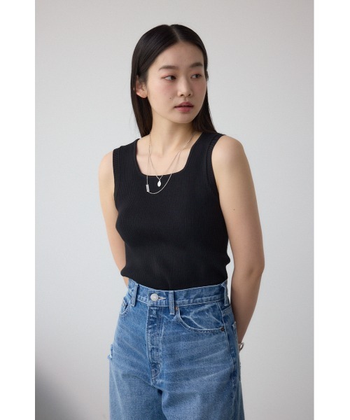 moussy  リブニットタンク 今季 スクエアネックリブタンクトップ｜WOMEN｜250ISC70-223E｜AZUL BY