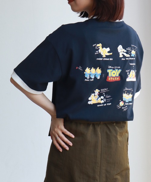 ディズニー　Tシャツ　ピンク　ピグメント　ミッキー　リンクアット　刺繍 セール】【リンク】ディズニーキャラクター/Tシャツ（Tシャツ