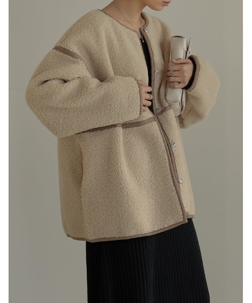 「Re:EDIT」 ノーカラーコート LARGE アイボリー レディース_画像5