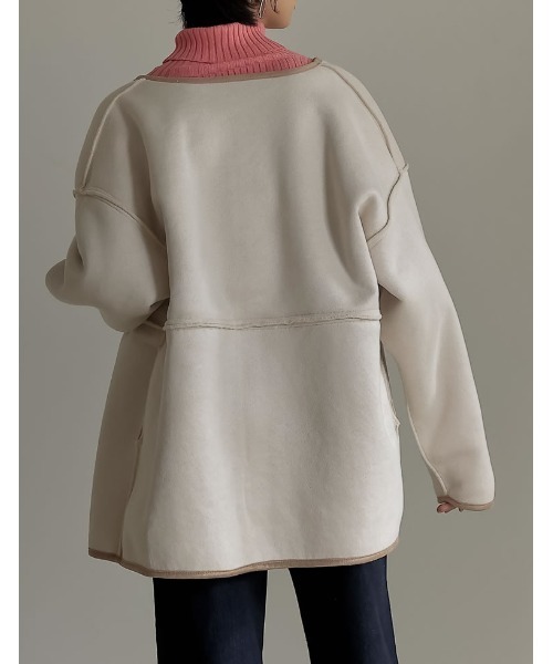 「Re:EDIT」 ノーカラーコート LARGE アイボリー レディース_画像7