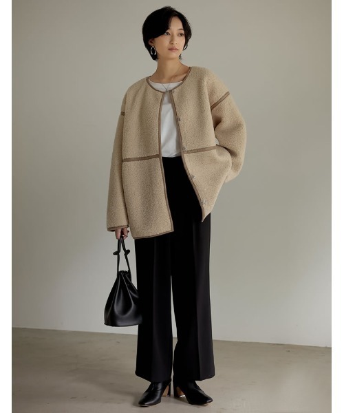 「Re:EDIT」 ノーカラーコート LARGE アイボリー レディース_画像9