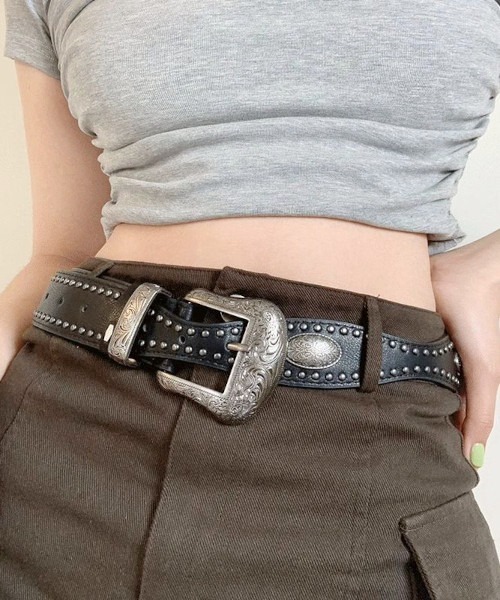 ARCHIVER ベルト 「Bz」ヴィンテージ風バックルウェスタンベルト/Y2K